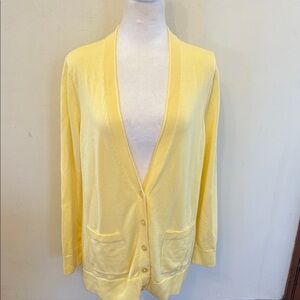 Talbots Bright Yellow Women's Cardigan Sweater Size L EUC